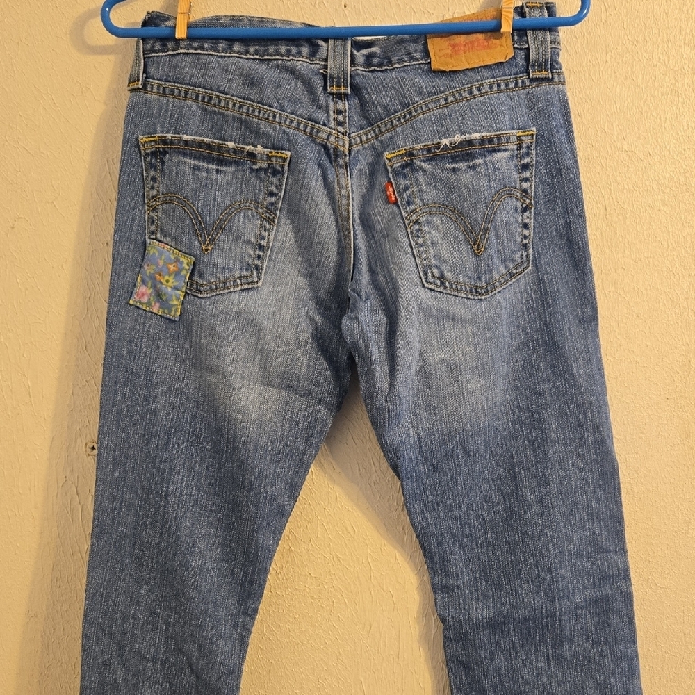 Levi's Blue Patchwork Boot-Cut Leg Jeans - image 3